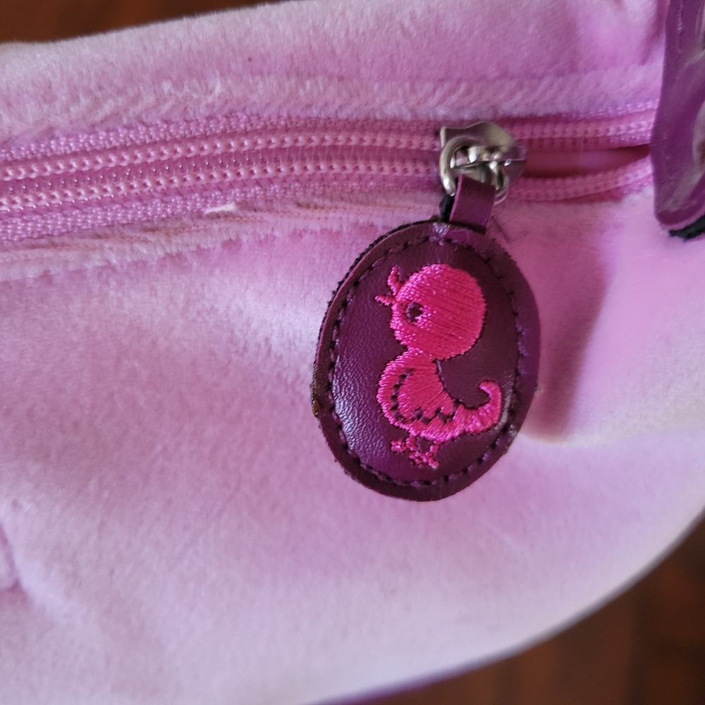 2006 Hello Kitty Pink Velour Shoulder Bag Plum Trim Rose Embroidery Y2K Sanrio - Picture 16 of 16